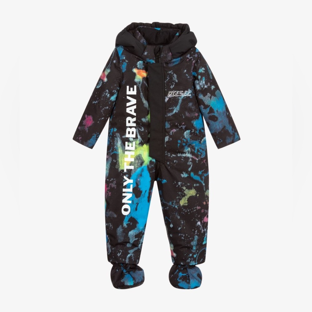 Diesel Black Logo Baby Snowsuit